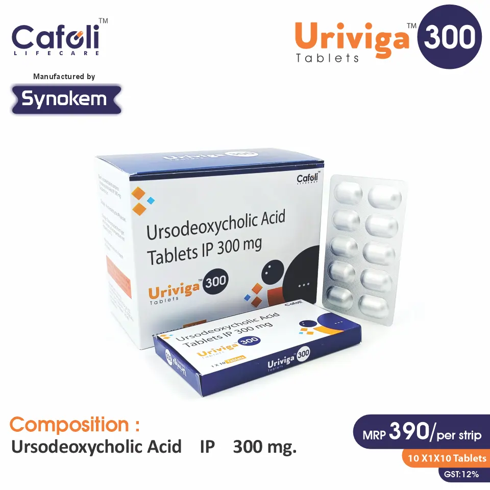 Ursodeoxycholic Acid (300mg) Tablet at the best price in PCD Pharma Franchise for Bile Acid and Gallstone Dissolution.